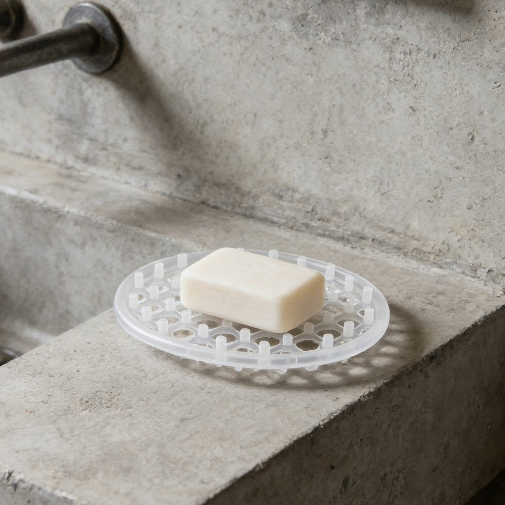 4pcs Soap Holder with Drain, Silicone Pad, Non Slip Self Draining Soap Dish