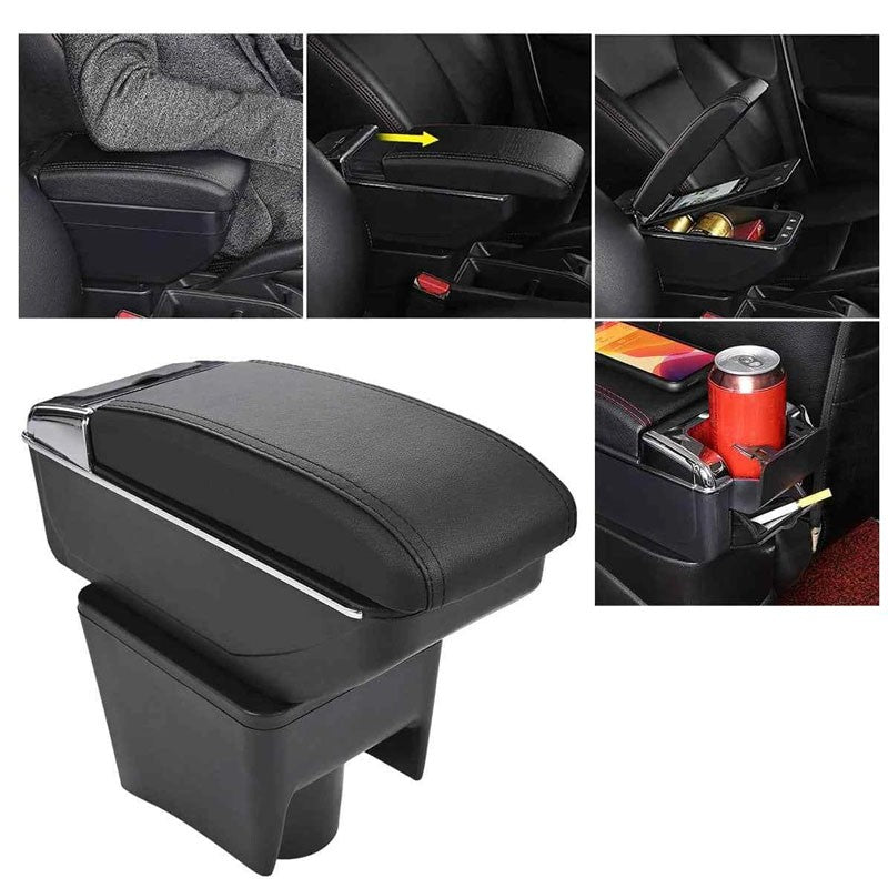 For VW Mk5 Polo 6R 2010-2017 Dual Layer Armrest Car Central Storage Box