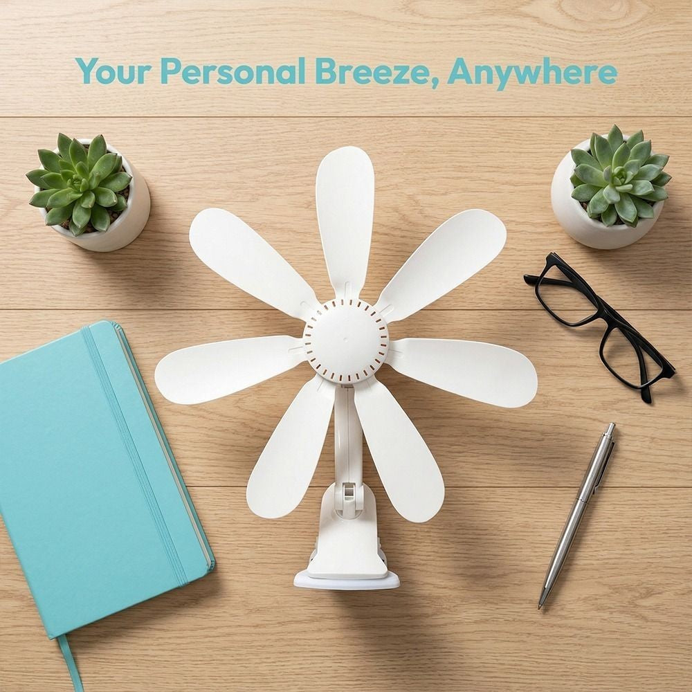 Portable Clip On Fan, Small Personal Fan With Strong Wind, Mini Quiet Fan