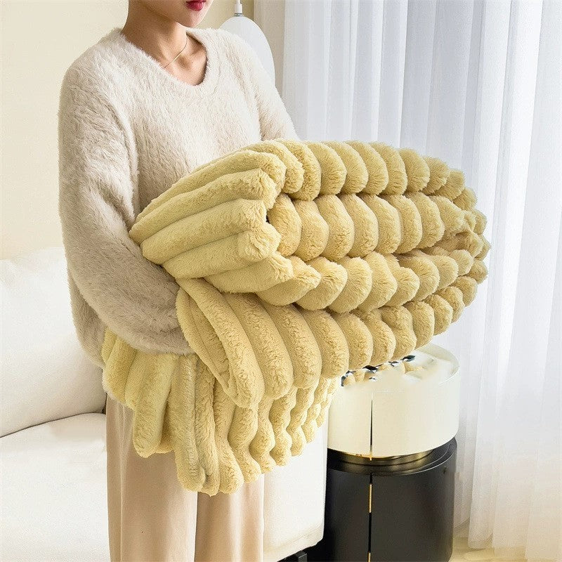 Emotional Support Blanket Yellow, Security Calming Dog Blanket, Faux Rabbit Fur