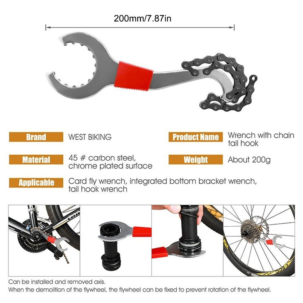 6PCS Bicycle Repair Kits Bike Cassette Crank Chain Whip Spanner Removal Tools