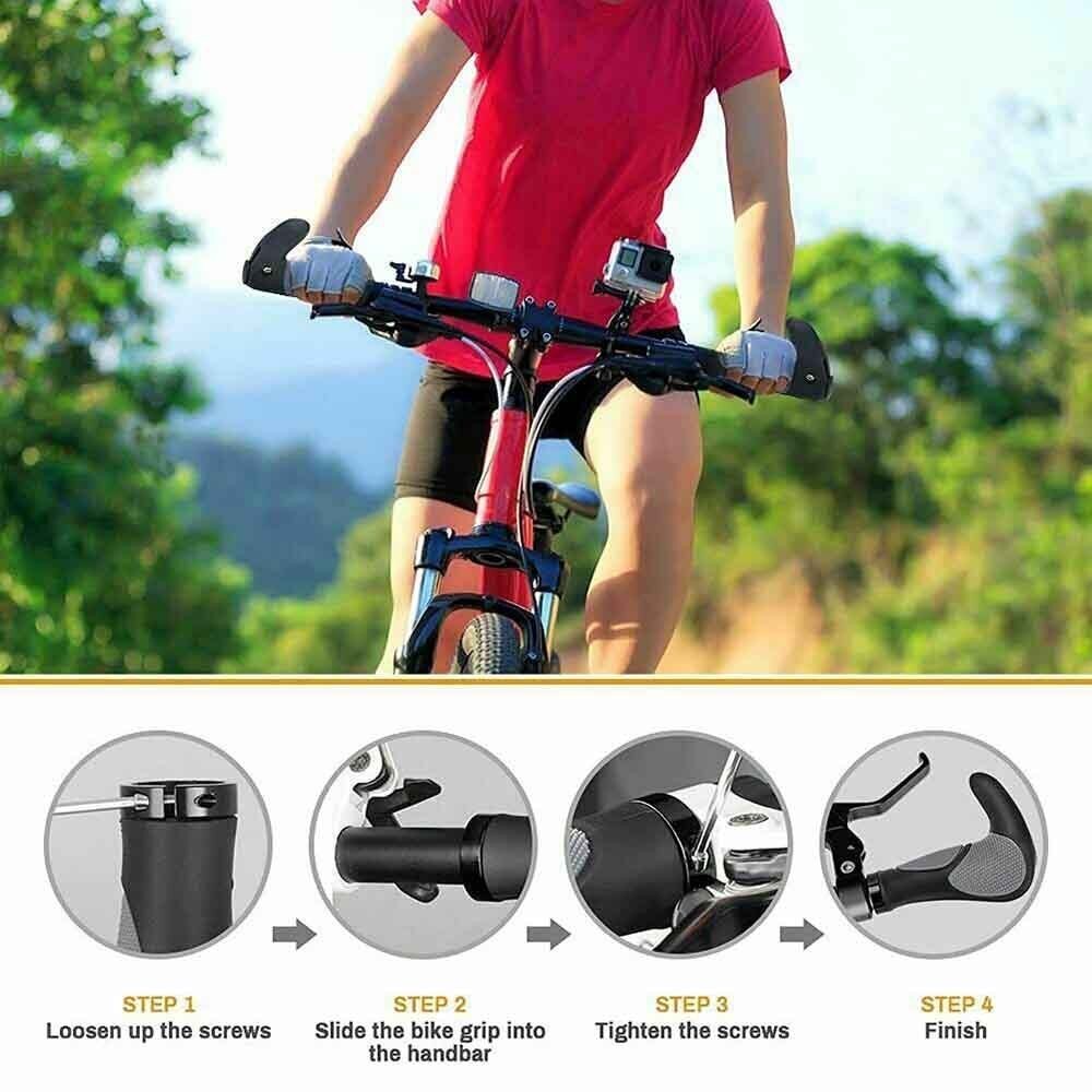 2PCS Ergonomic Rubber Bar End Handlebar Grips Cycling Bicycle MTB Mountain Bike