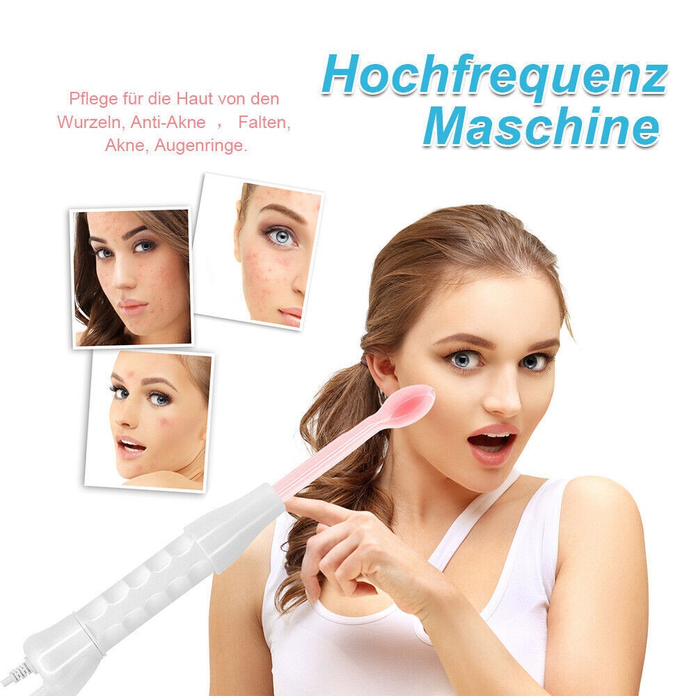 UK Portable High Frequency Electrotherapy Skin Therapy Wand Machine Acnes Remove