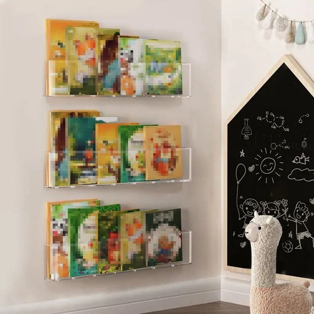 1/2/3X Plastic Picture Book Display Stand Transparent Bookshelf  Children's Wall