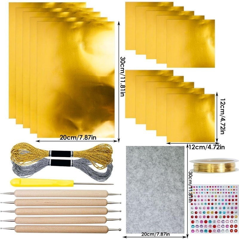 Aluminum Foil Craft - Decorative Foil Embossing Kit | Shiny Gold Glitter Effect