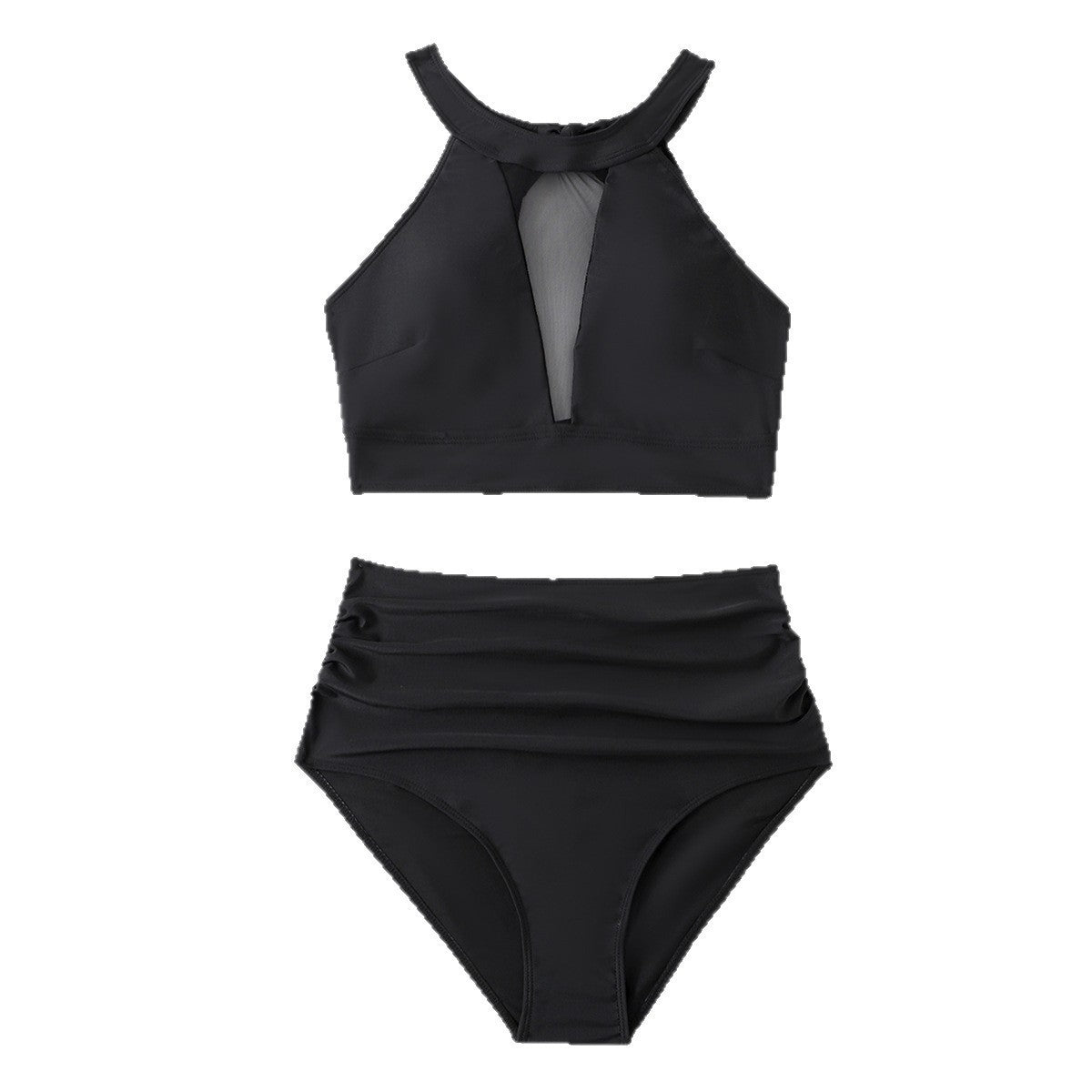 Womens Plus-Size Detachable Triangle Halter-Neck Lace-Up Bikini