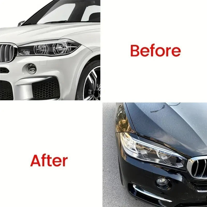 Front Headlight Eyebrow Eyelid Trim For BMW X5 F15 X6 F16 2014-2018 Gloss Black