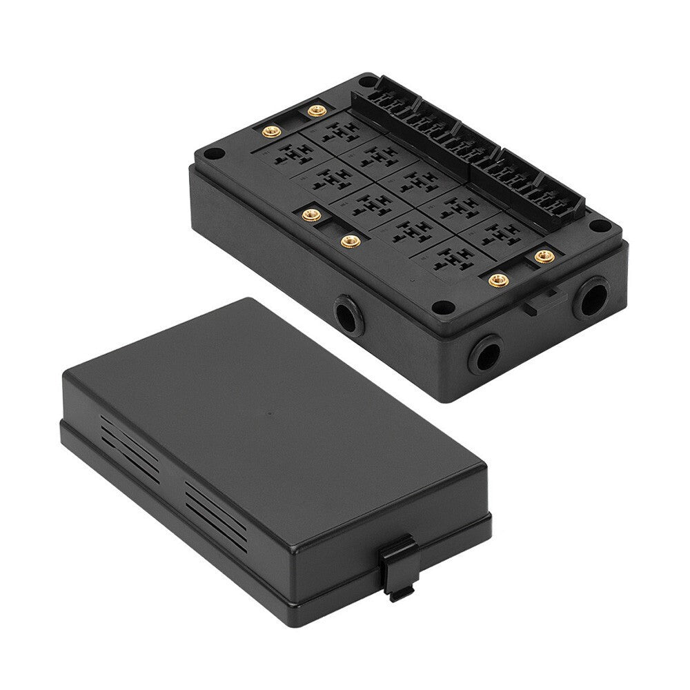 Pre-Wired Fuse Relay Box with 10X 5-Pin 40A Relays and 15X Slot for 12V Car RV
