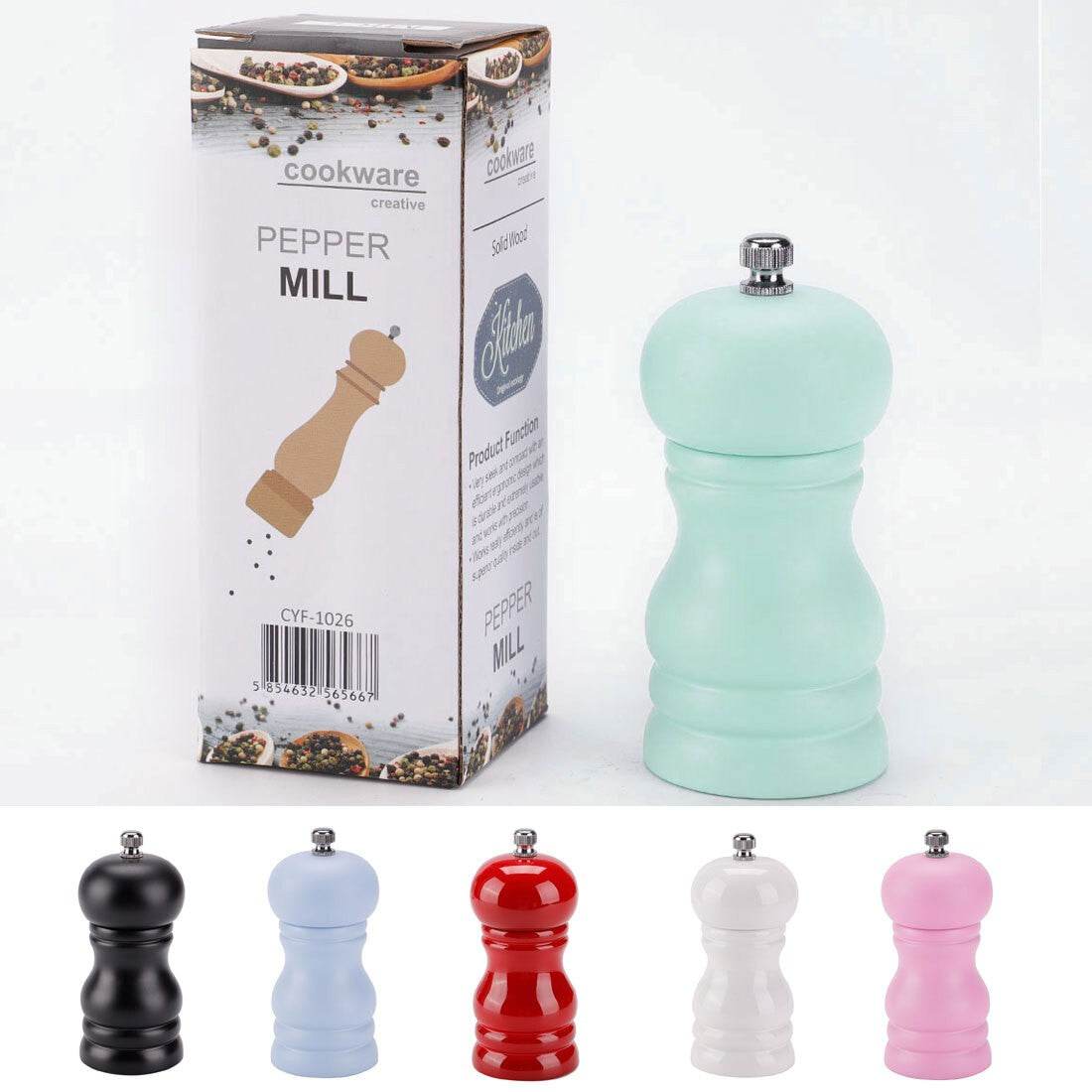 4.5" Wooden Salt and  Grinder Mills Shakers with Adjustable Coarseness