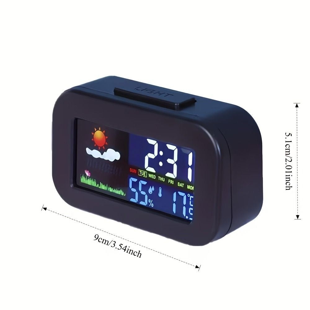 Weather Forecast Digital Alarm Clock W/ Backlight Temperature Humidity LED Clock