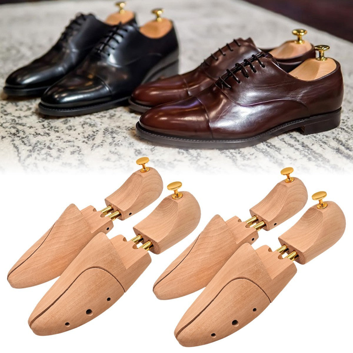 Adjustable Wood Men's Shoe Stretcher Shoe Trees Shape Wood Pair of UK 8-11