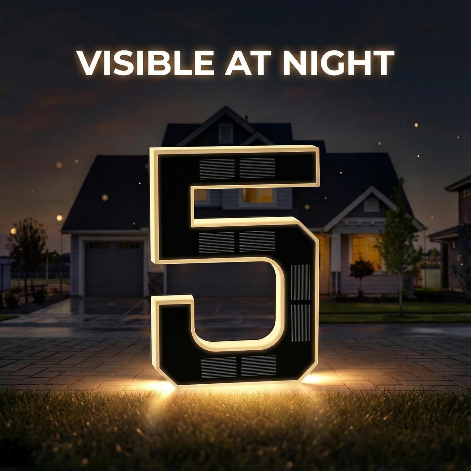 Solar LED House Numbers & Letters, 9 Inch Lighted House Numbers for Outside UK