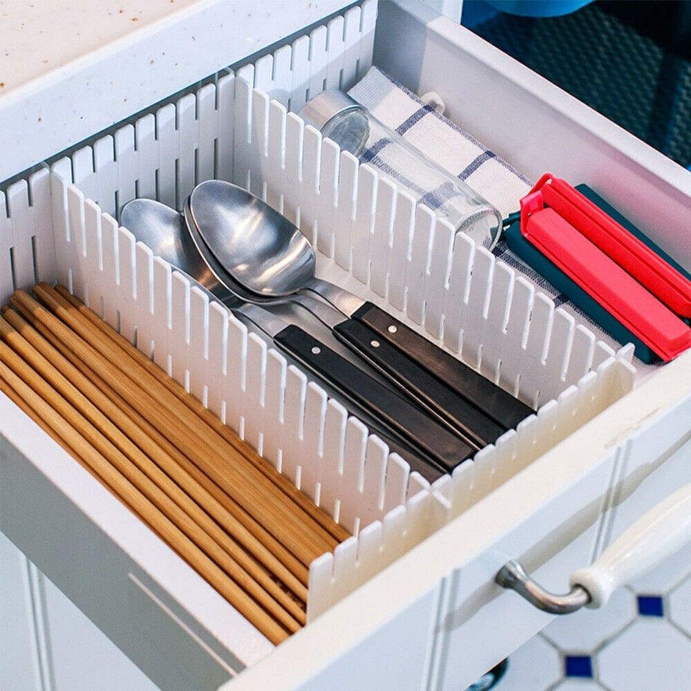 24x Adjustable Drawer Dividers Organiser Socks Make Up Plastic Closet Separator