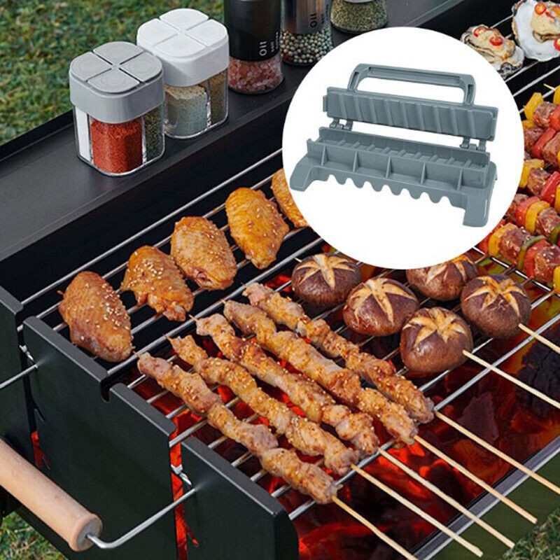 New Single Row Kebab Maker BBQ Meat Skewer Machine Press Reusable Plastic Tool