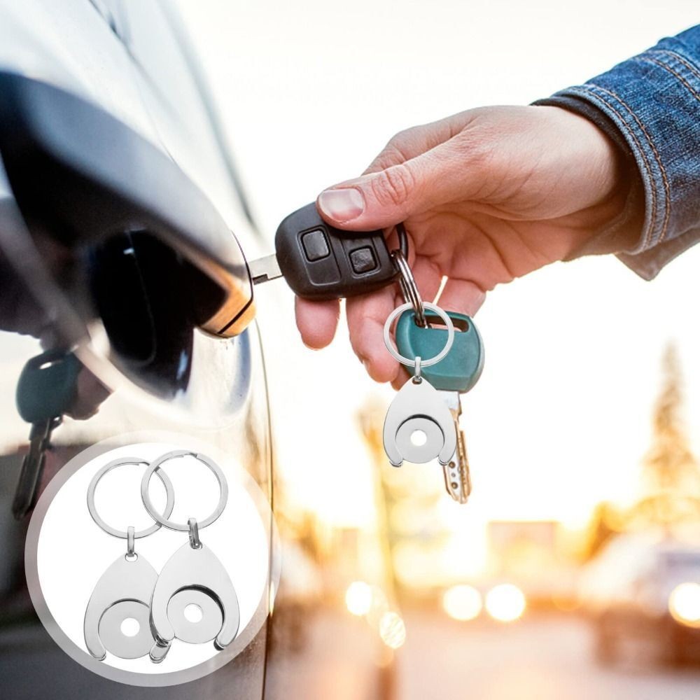 2PCS Metal Key Ring Shopping Trolley Token Keyring Coin Keychain  Supermarket