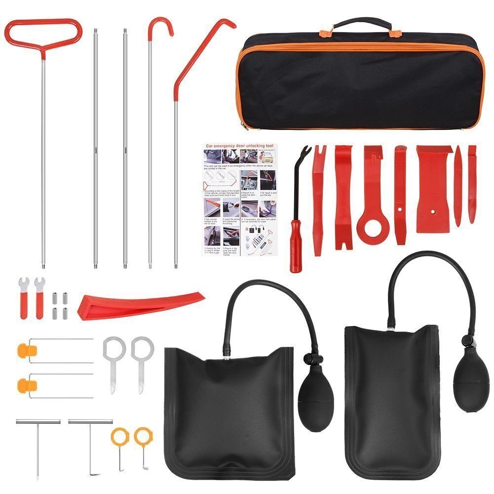 31PCS Car Door Unlock Tool Kit Air Wedge Pump Lockout Emergency Auto Bag Garage
