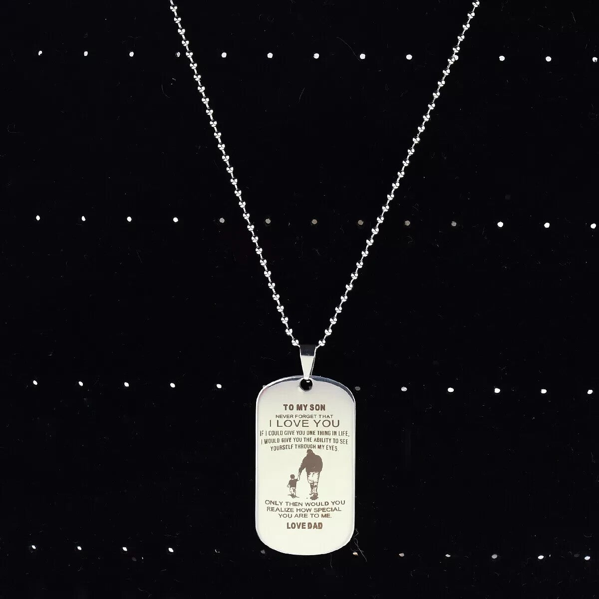 Father Son Pendant To My Son Never Forget That I Love You Dog Tag Necklace Gift