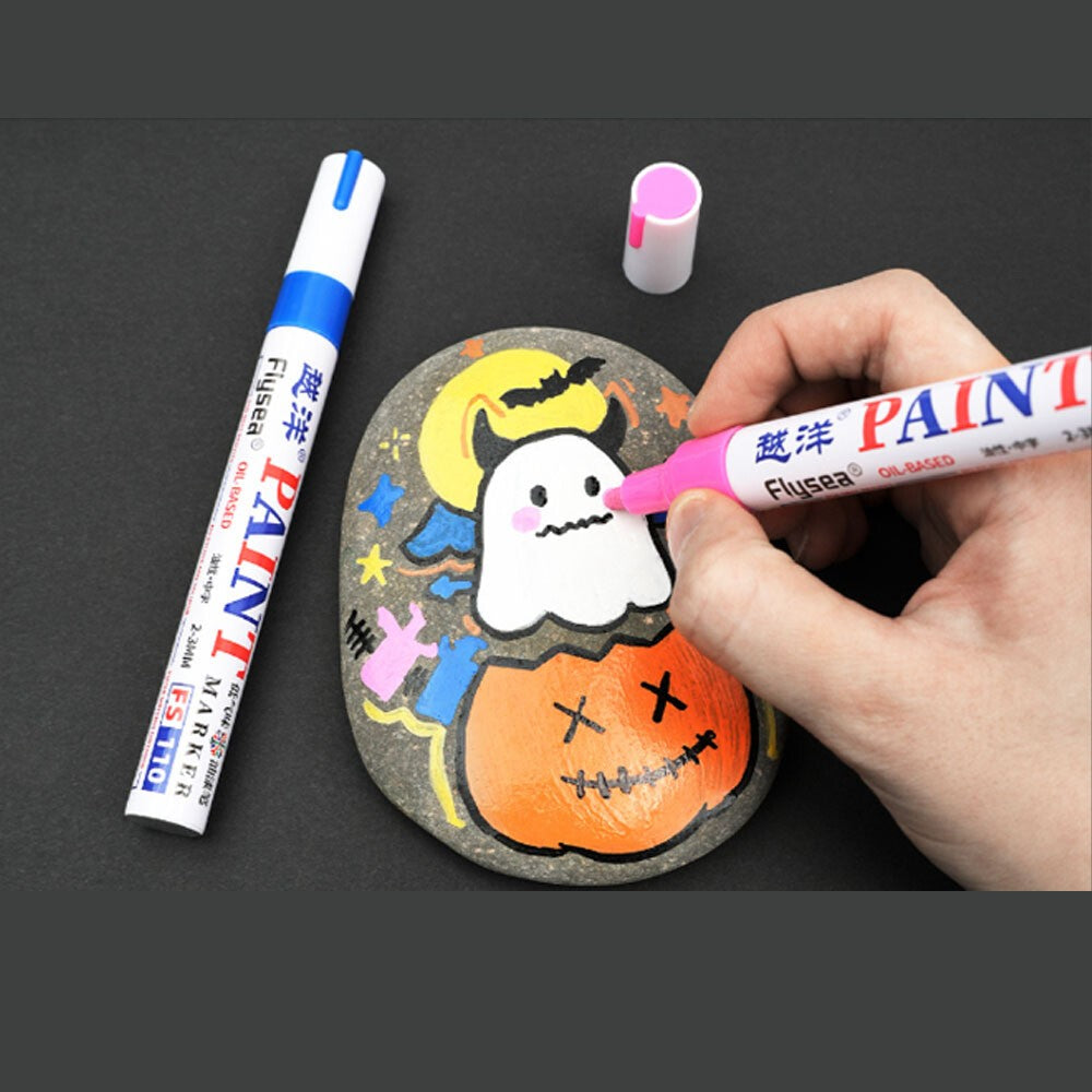 5*White Permanent Oil Based Paint Pen Car Bike Tyre Tire Metal Marker Waterproof