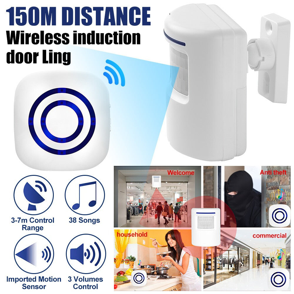 Wireless Driveway Alarm Doorbell Motion Sensor Alarm Detector Home Security
