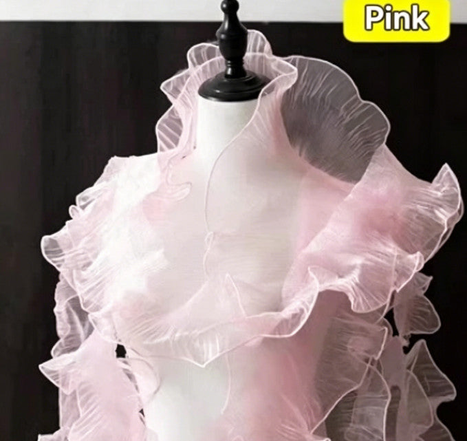 3 M Tulle Fabric Ruffle Pleated Trim Material for Wedding Dress Decor DIY
