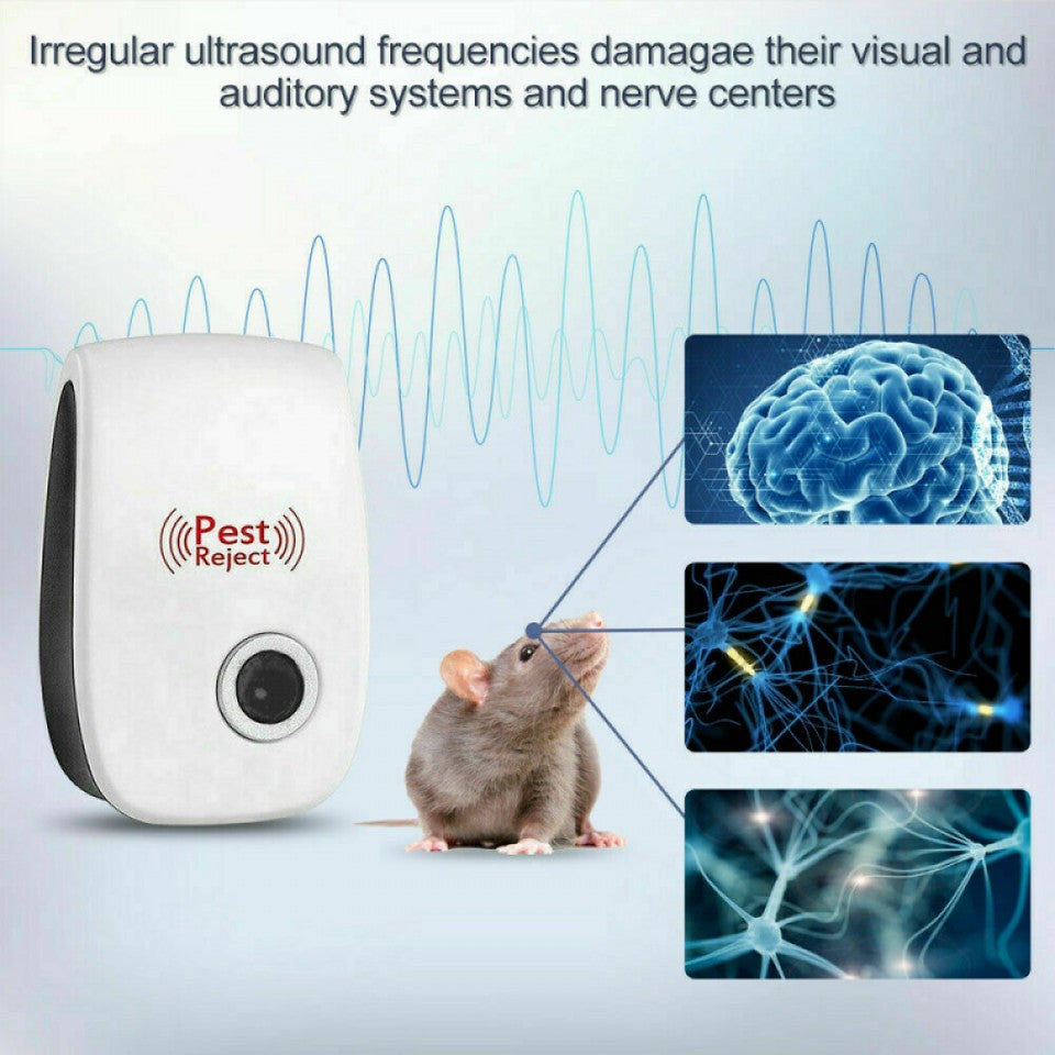 8X Electric Ultrasonic Pest Repeller UK Plug Anti Insect Bug Rat Spider Mosquito