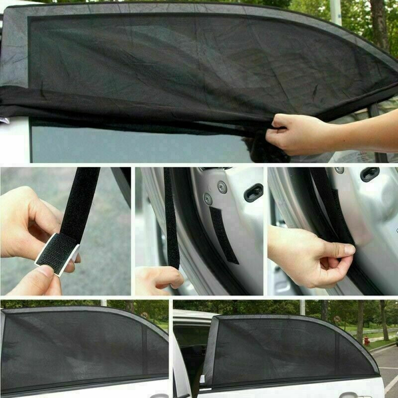 2 x Car Sun Shade Shield Socks Rear Side Window Large Square Cover UV Mesh