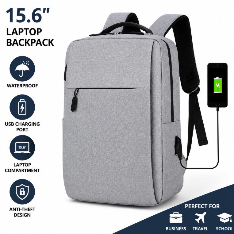 15.6" Laptop Backpack Waterproof USB Charging Port Business Travel School Bag
