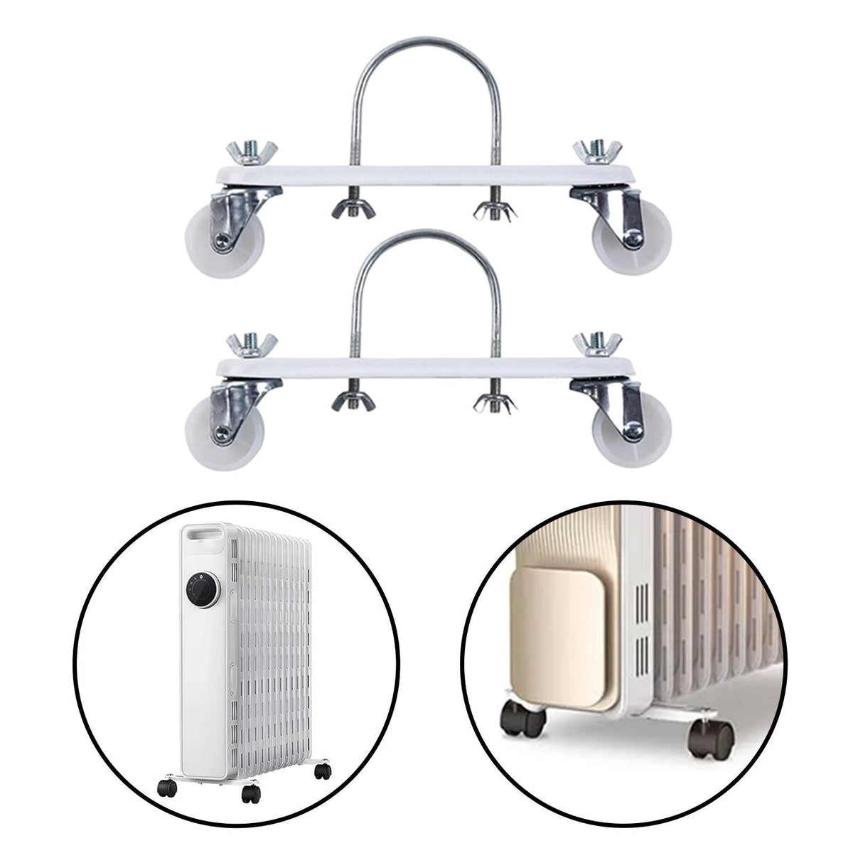 2Pcs Oil Filled Heater Caster Bracket with Wheels Spare Parts Smooth and Easy