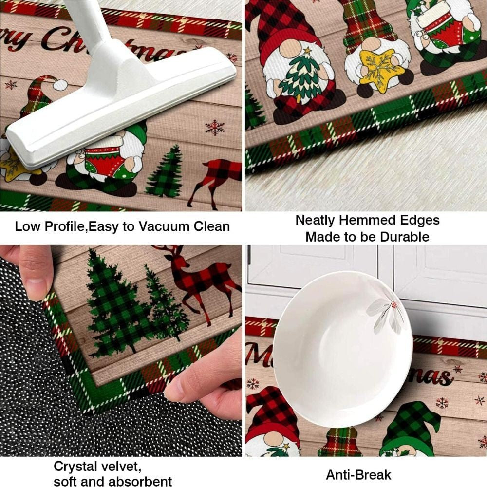 1/2pcs Christmas Kitchen Floor Mat Rug Non Slip Carpet Entrance Mat Rug Decor