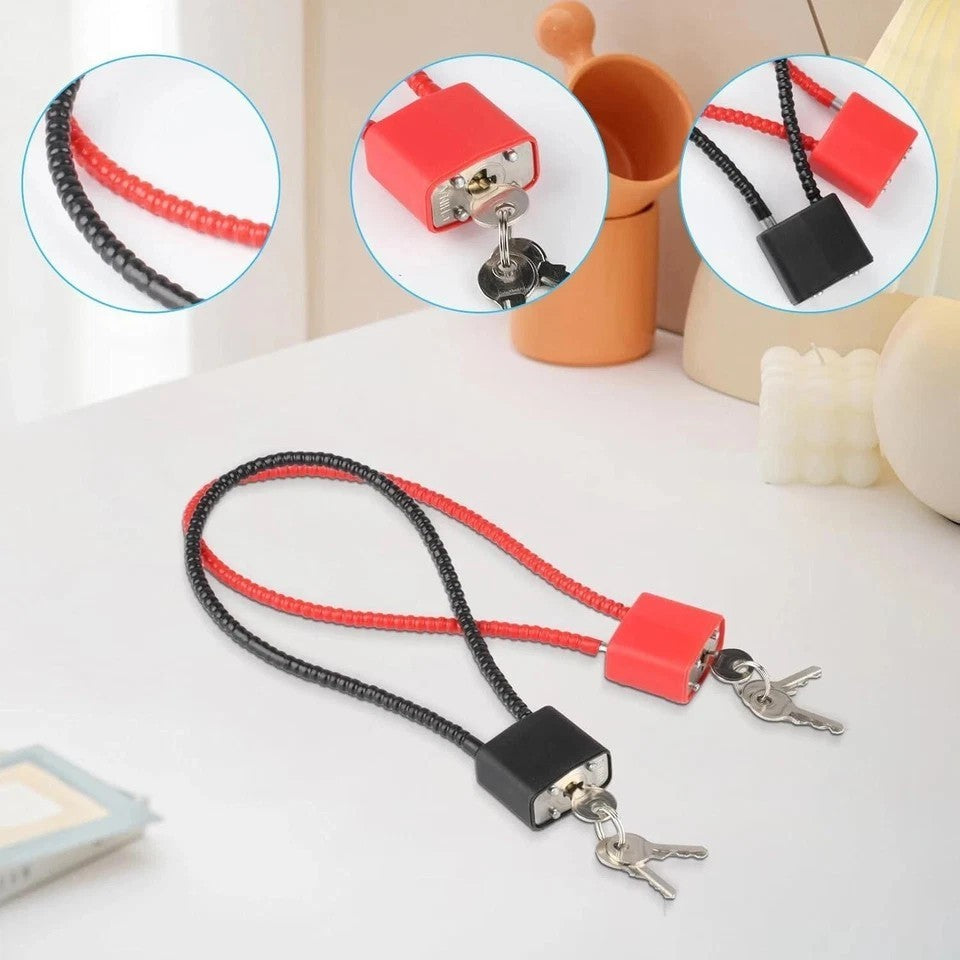 2x Heavy Duty Steel Cable Padlocks with Keys Long Shackle Flexible Rope Lock UK