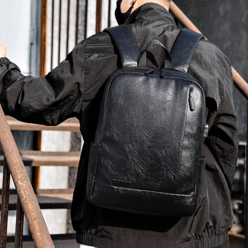 Men's Office Backpack 15.6" Laptop Leather Business Bag Work Travel Daypack