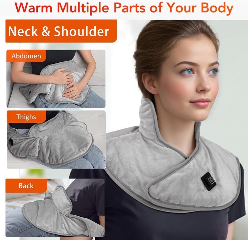 Electric Heating Neck and Shoulder Pad Warmer Heated Neck Wrap for Pain Relief