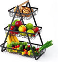 3 Tier Fruit Storage Basket Countertop Kitchen Bread Vegetable Fruit Bowl Rack