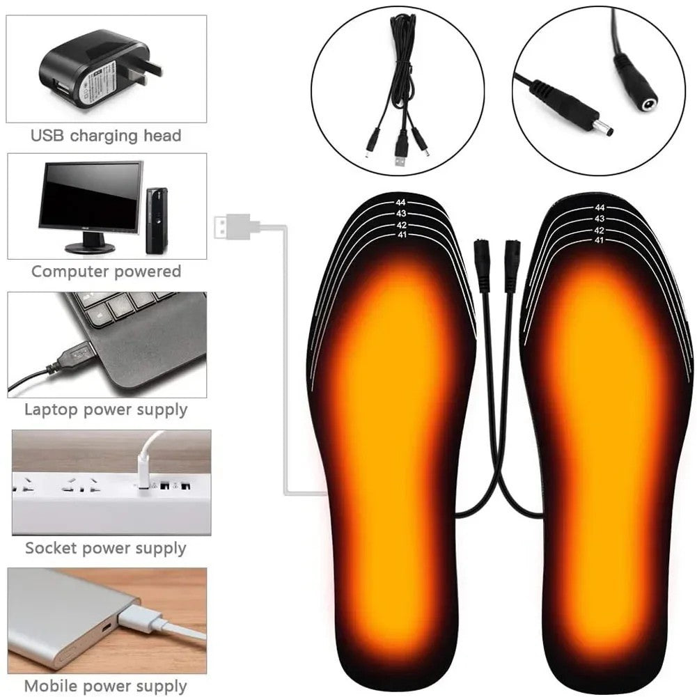 USB Electric Heated Shoe Insoles Feet Heater Foot Warmer Pads Warm Socks Winter