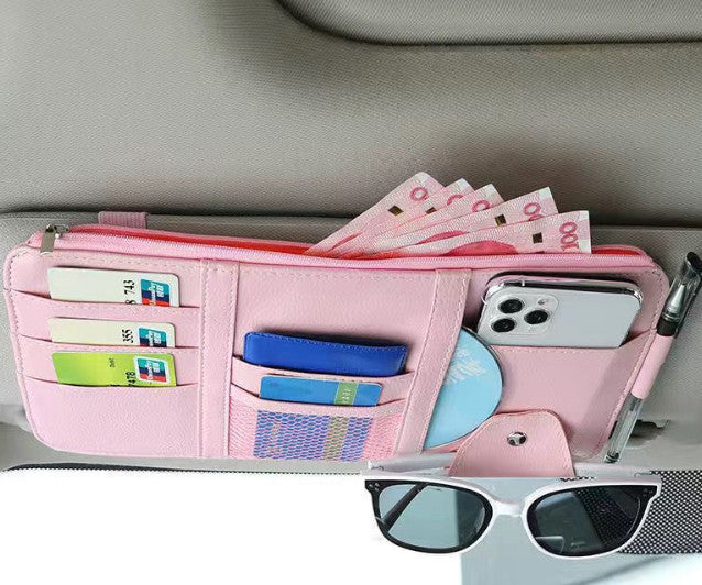 Car Sun Visor Organizer Auto Pen Business Card Holder CD Storage Box Bag Black