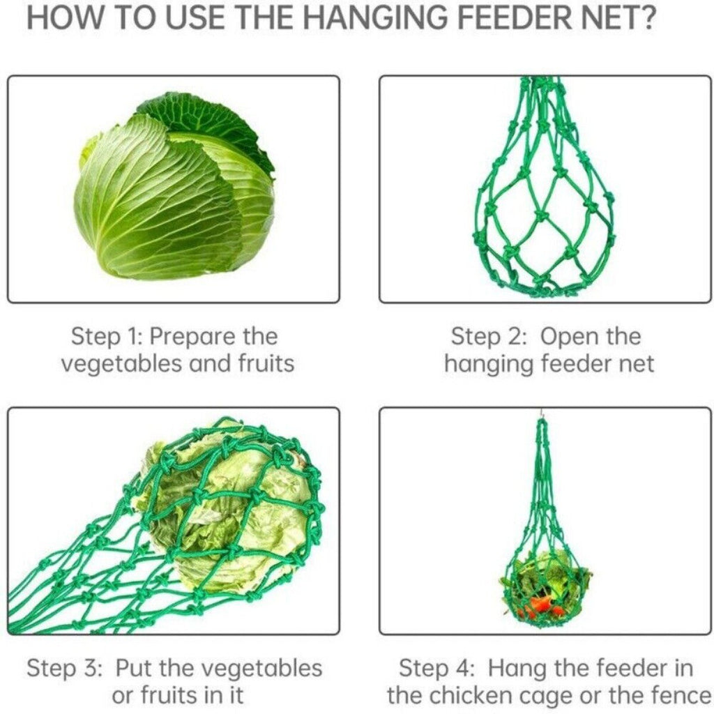Chicken Feeder Vegetable Net Bag Poultry Fruit Holder Cabbage Treat Feeding