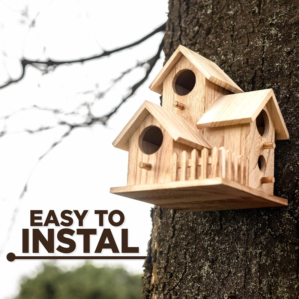 Wooden Garden Bird House Hanging Nesting Box Patio Decoration