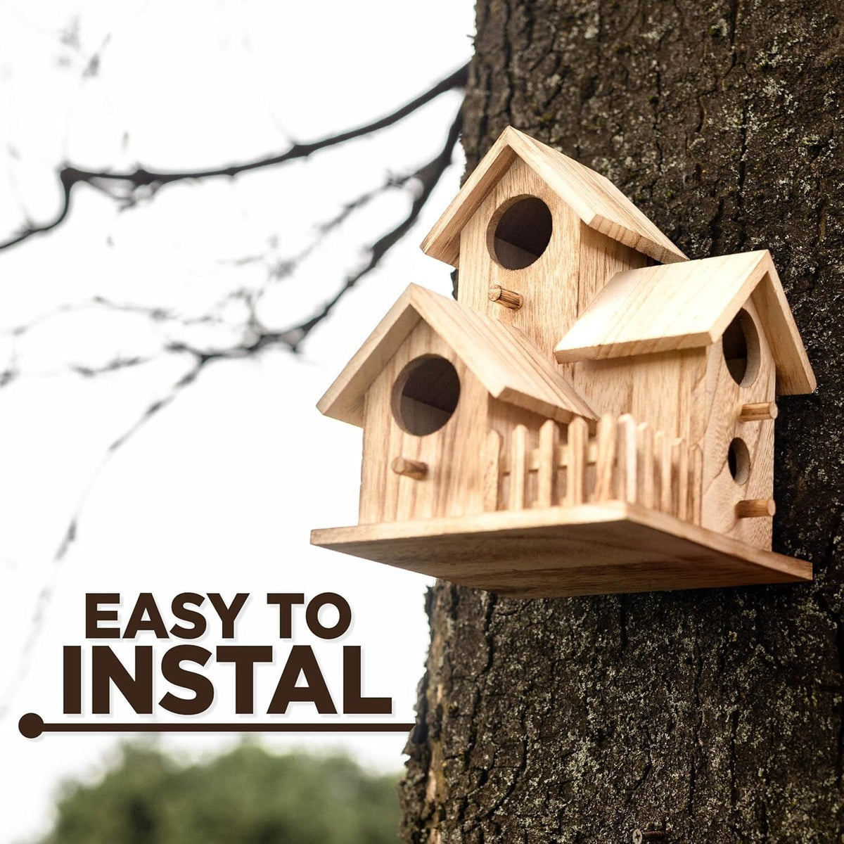 Wooden Garden Bird House Hanging Nesting Box Patio Decoration