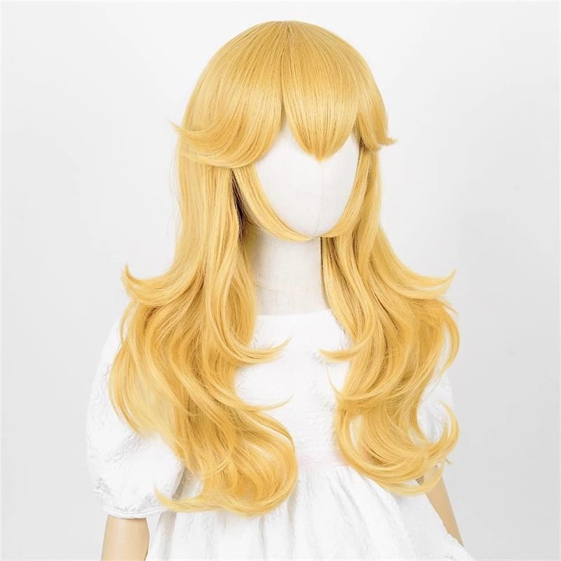 Mario Peach Blossom Princess cosplay wig long hair and crown headpiece