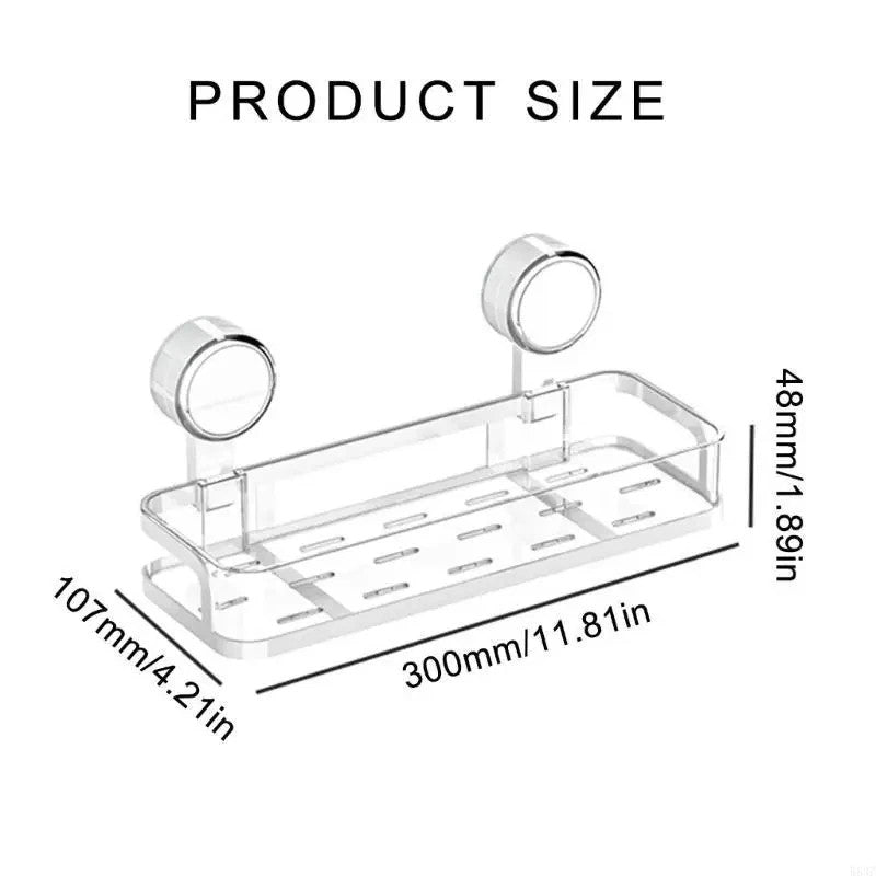 Suction Cup Storage Rack Wall Mounted Shower Organizer Waterproof Bathroom Shelf