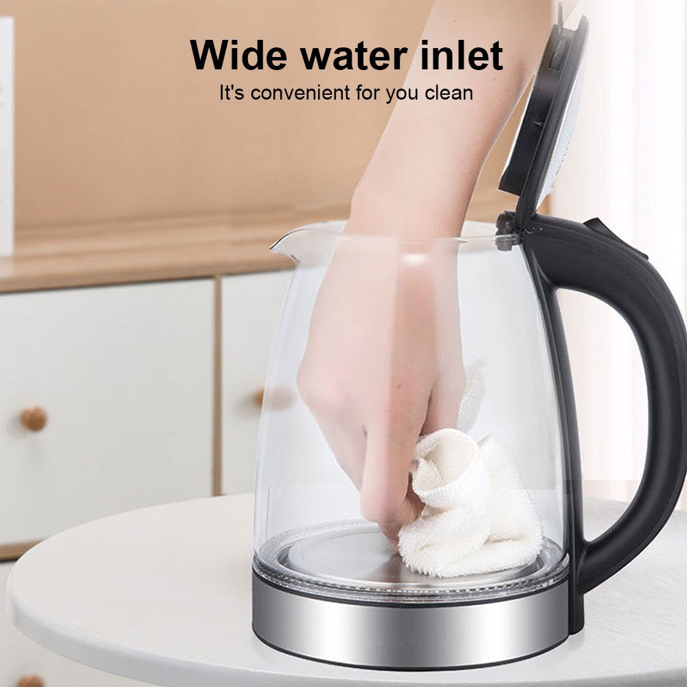 2L Electric Kettle Fast Glass Kettle Boil Quiet 360 Blue LED Boil-Dry Protection