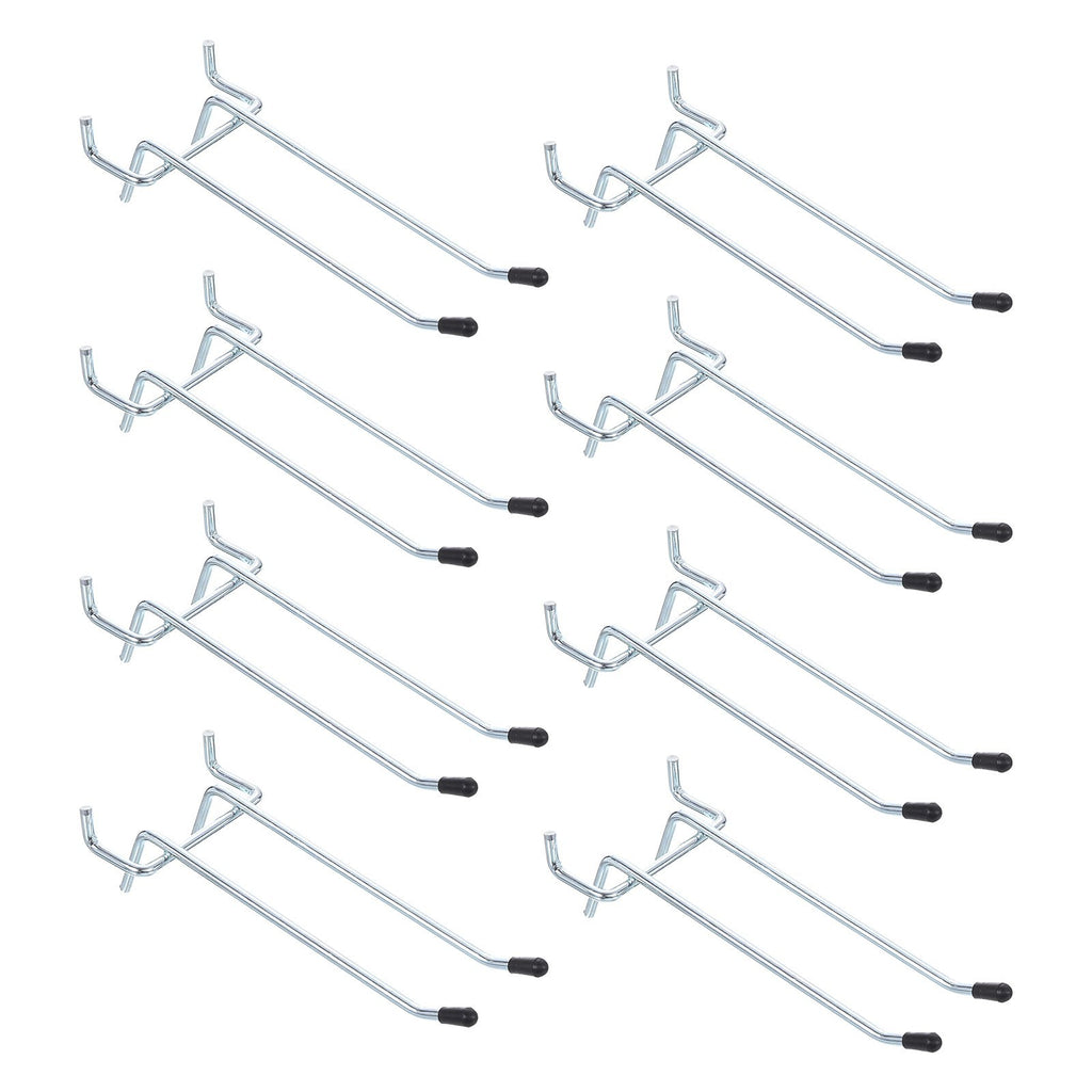 8pcs Pegboard Shelving Hooks 4" Metal Peg Board Holders, Silver