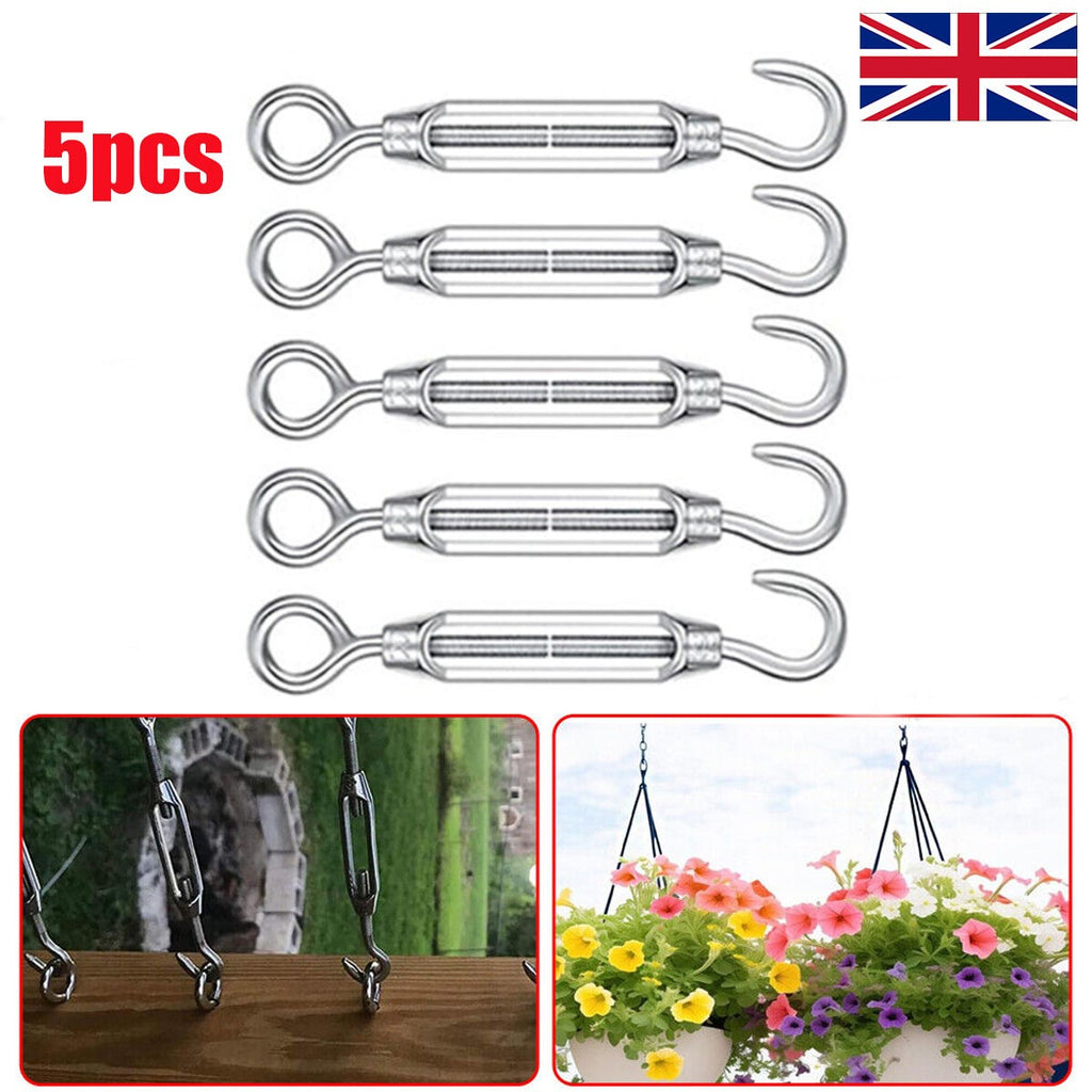 5PC Steel Hook Strainer Turnbuckle Wire Tensioner Eye Rope Cable Tension Heavy