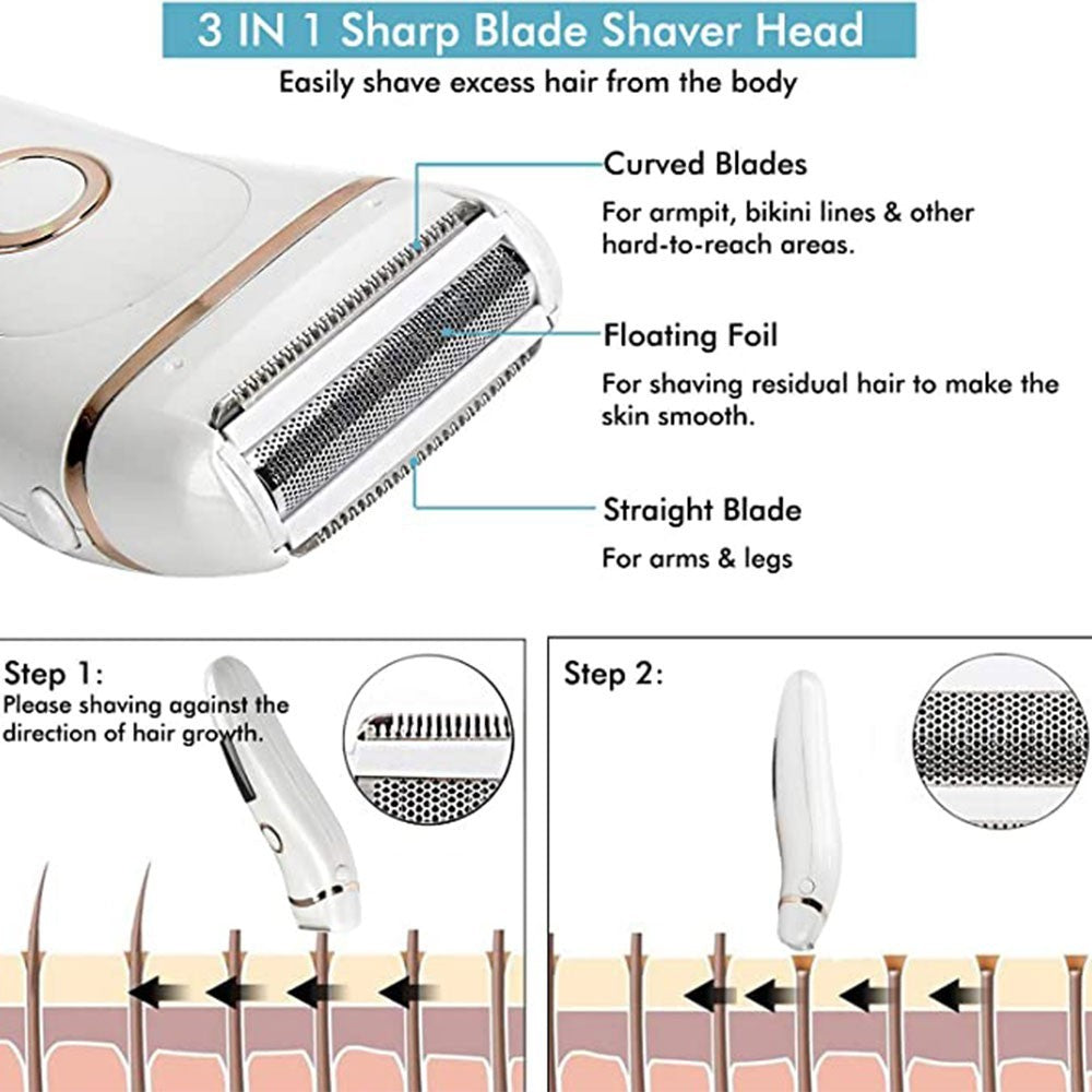 Electric Razor Shaver Women Hair Remover Wet Dry Painless Lady Body Rechargeable