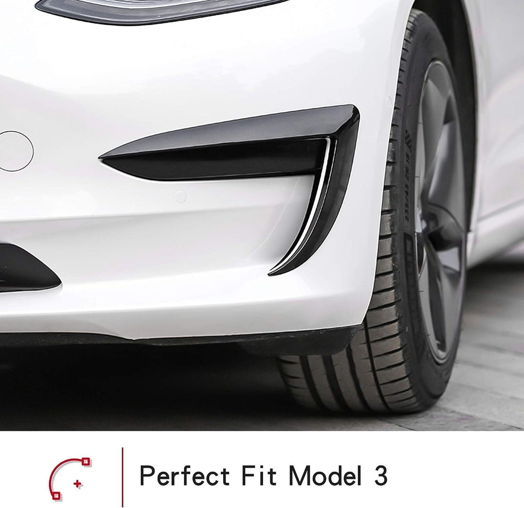 Tesla Model 3 Front Fog Light Trim Cover Fog Lamp Frame Blade Eyebrow Spoiler