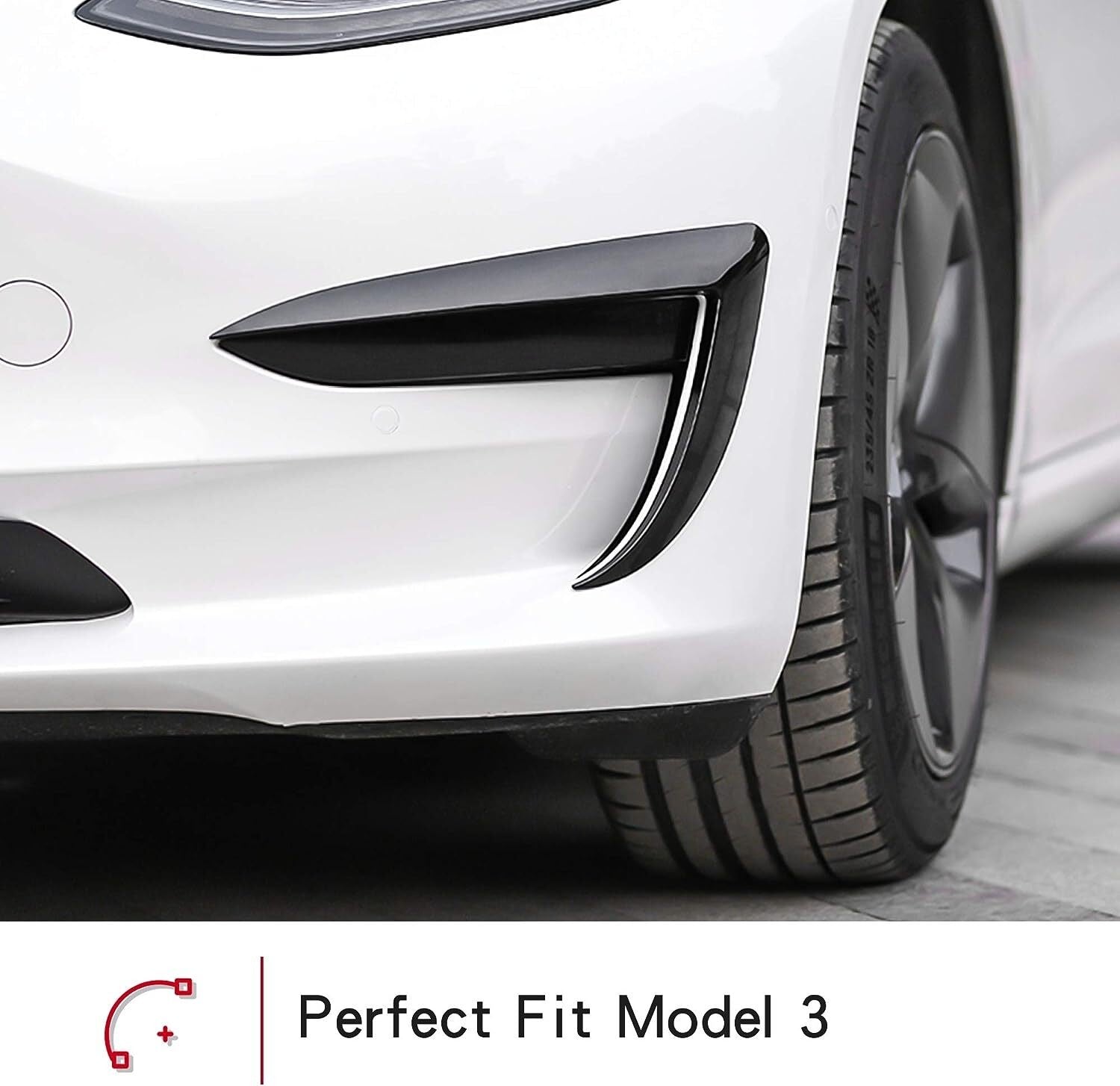 Tesla Model 3 Front Fog Light Trim Cover Fog Lamp Frame Blade Eyebrow Spoiler