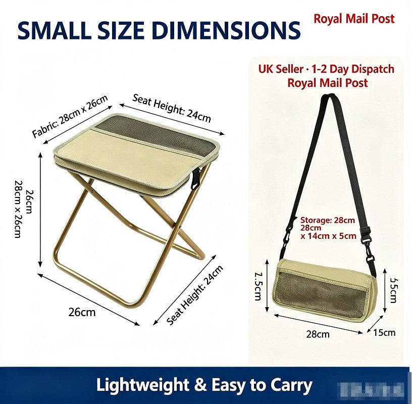 Khaki Foldable Backpack Stool Portable Mini Outdoor Camping Folding Seat Chair
