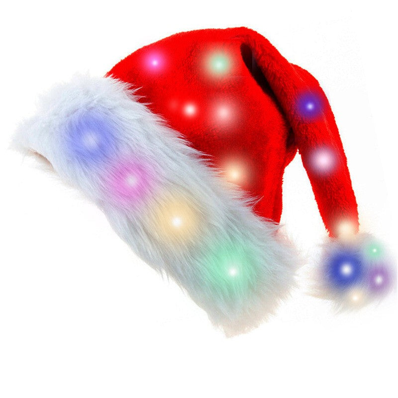 Christmas Hat Xmas Hat Headwear Props LED Santa Hat Light up Santa Hat