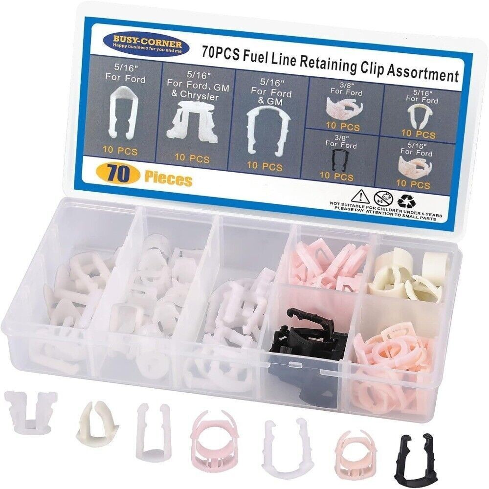 70Pcs Nylon Fuel Line Retaining Clip  Assortment Kit Clip  For Car