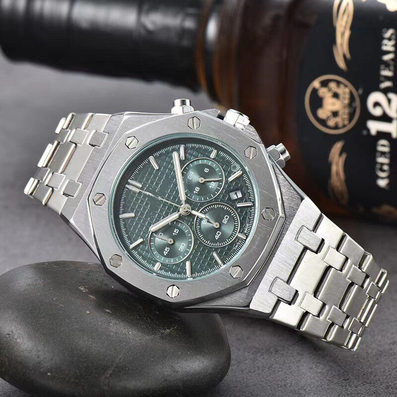 Classic Oak Six-Pin Multifunctional Luminous Calendar Men's Quartz Watch.*